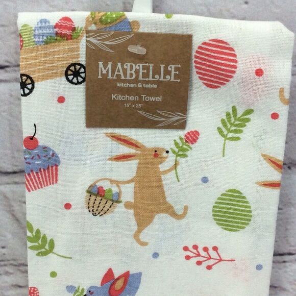 Happy Easter 3 Pc Kitchen Set Spring Pastel Blue Dish Towel/Pot Holder/Oven Mitt - Picture 5 of 9